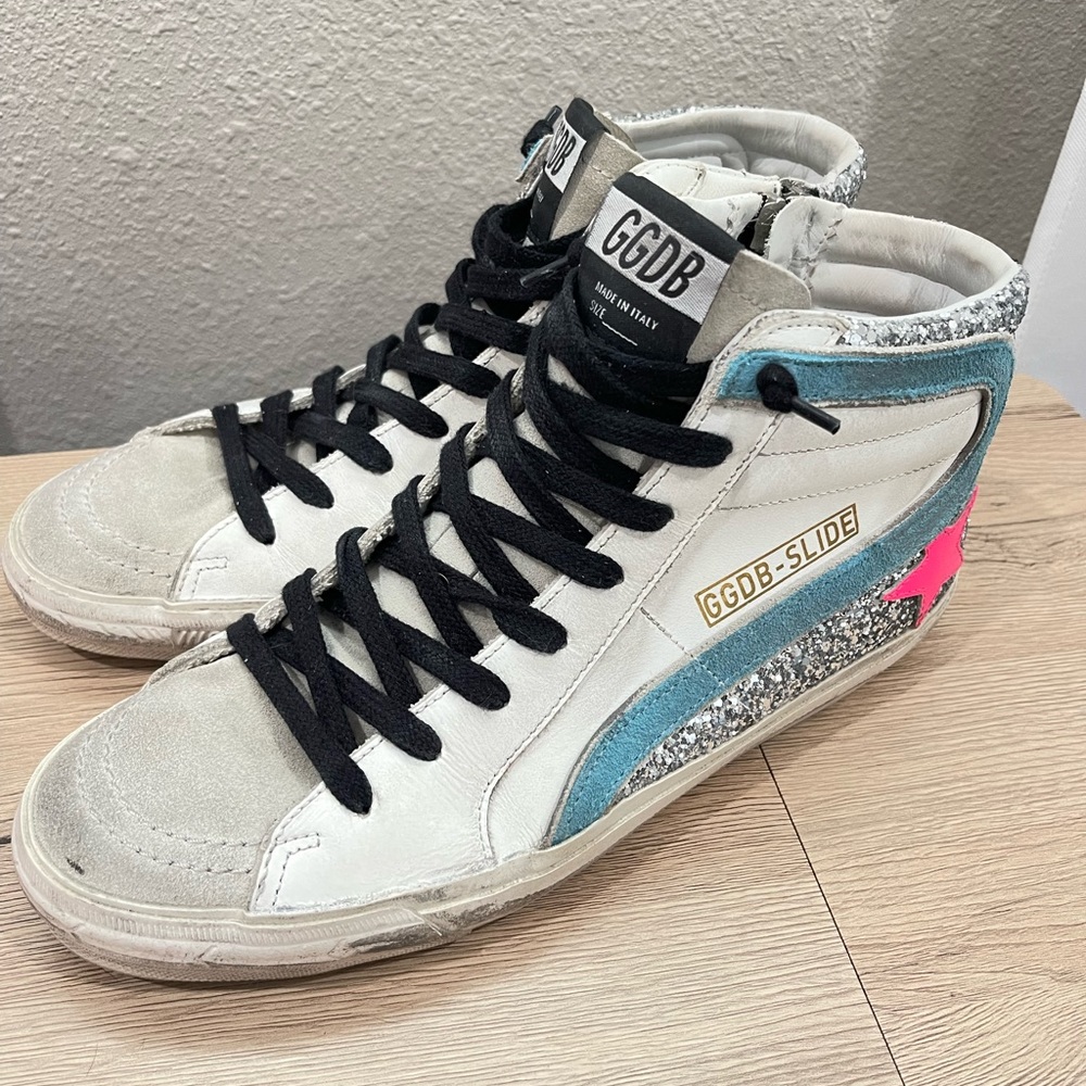 Golden Goose Slide Glitter High-Top Sneakers